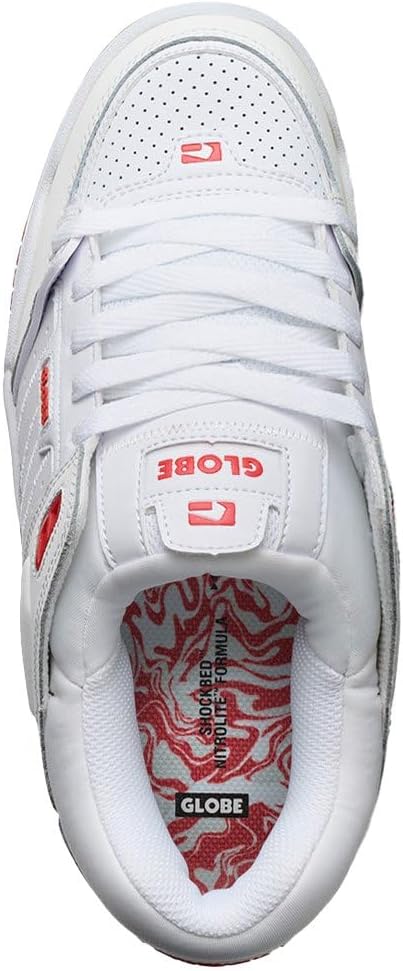 Globe Sabre GBSABR Unisex-Erwachsene Sneaker 44 EU Weiss Rot, 44 EU Weiss Rot