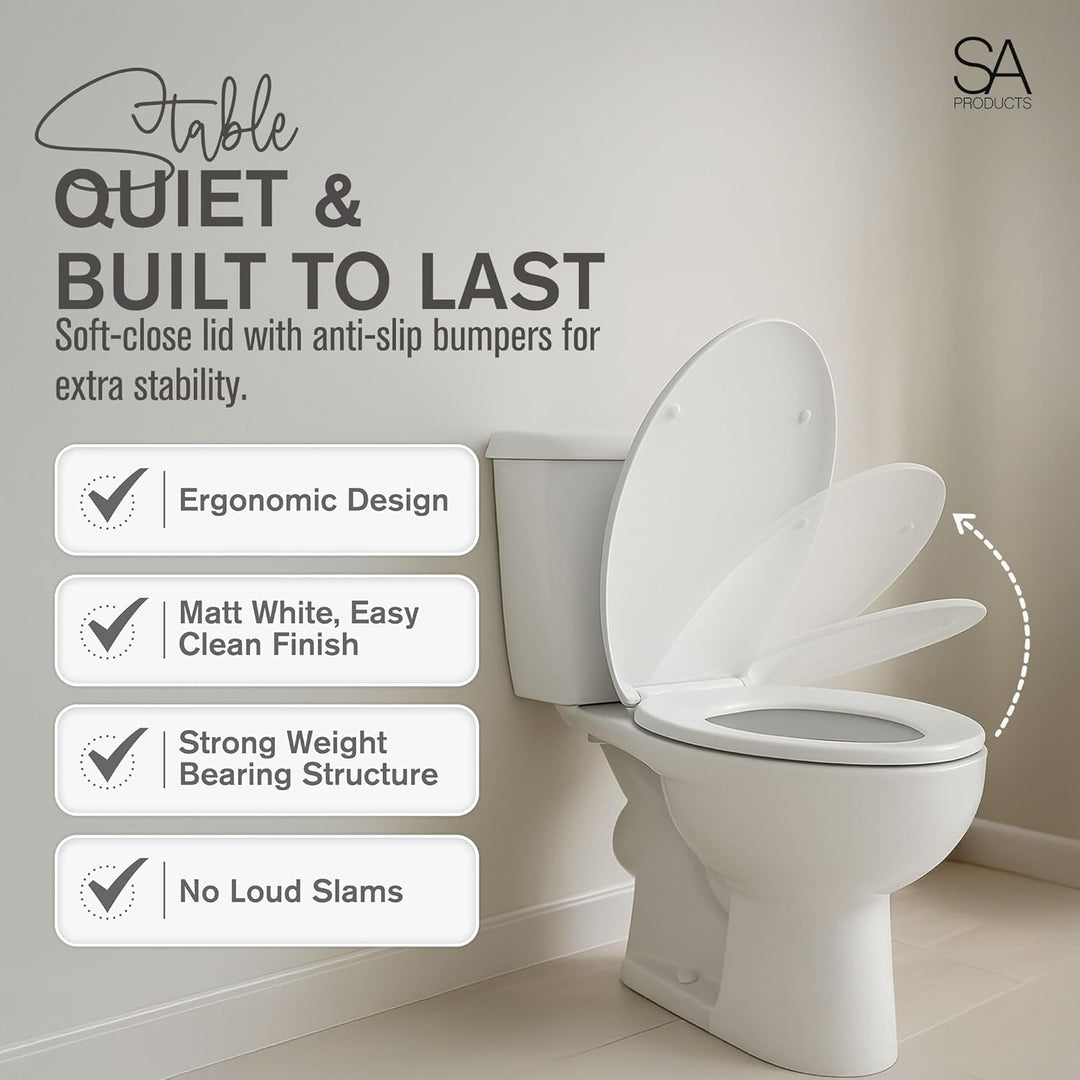 SA Products Toilettensitz mit Absenkautomatik – Universeller Ovaler Toilettensitz mit Softclose &amp; Sc