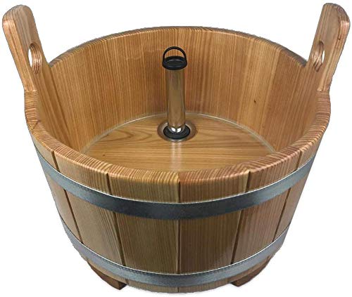 SudoreWell® Sauna Fusswanne aus Lärchenholz mit transparenter Versieglung inkl. Ablauf mit Standrohr