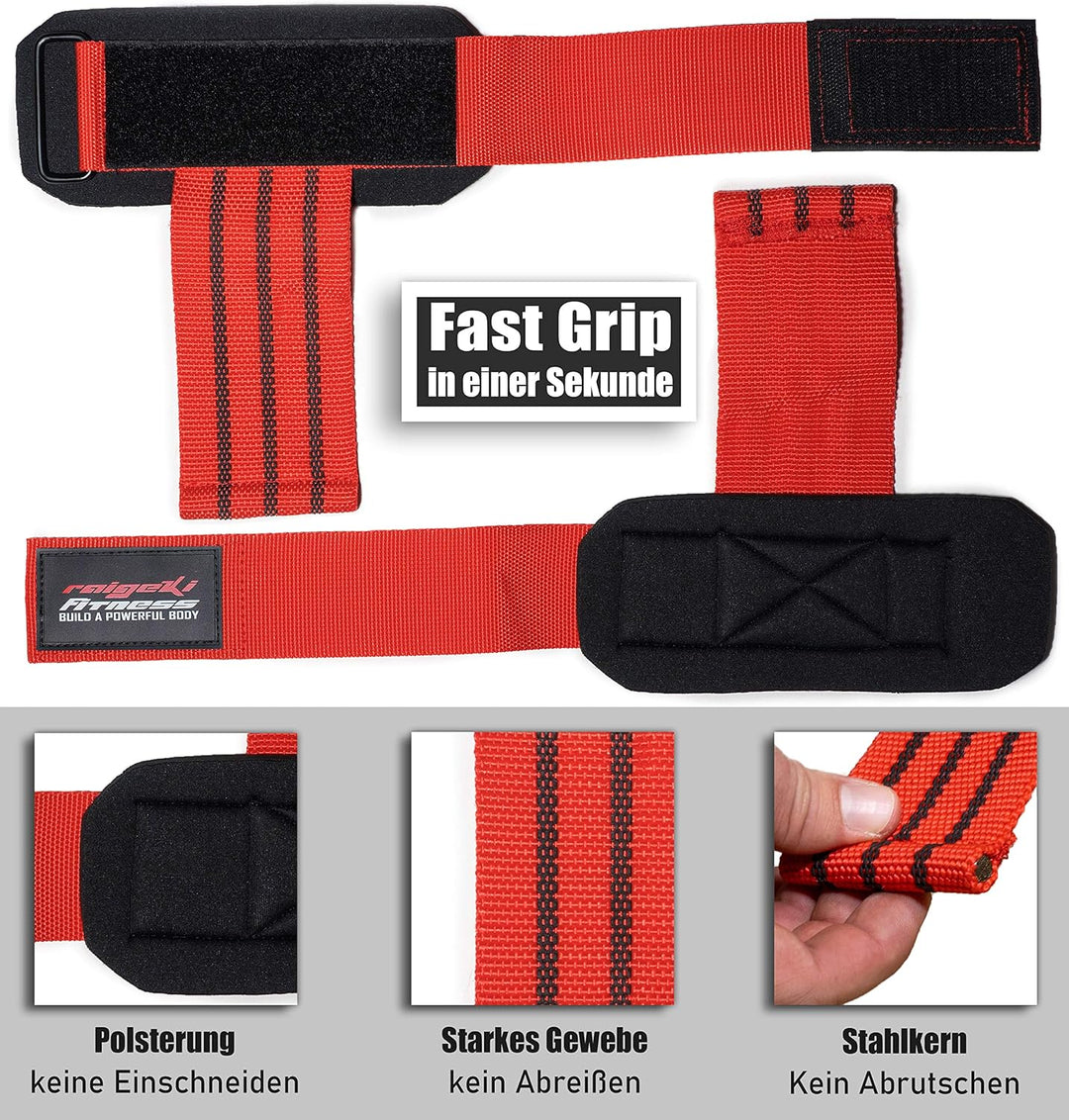 Handgelenk Bandagen + Fast Grip Zughilfen [Set] Profi Schnellverschluss (+ Trainingspläne) für Fitne