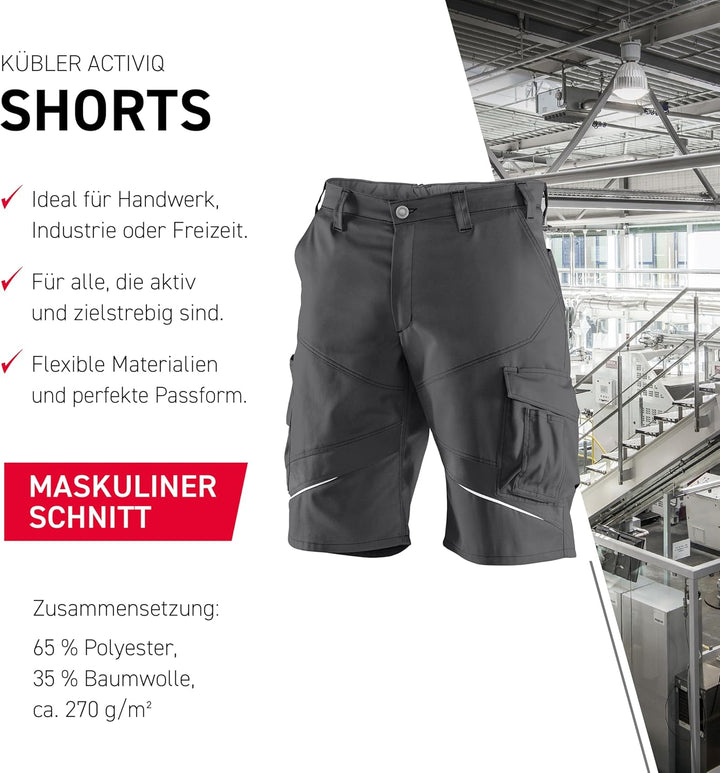 KÜBLER ACTIVIQ Arbeitsshorts anthrazit, Grösse 42, Herren-Arbeitsshorts aus Mischgewebe, leichte Arb