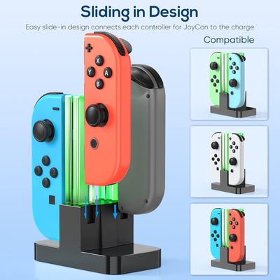 FYOUNG Switch Controller Ladestation Kompatibel mit Nintendo Switch/Switch OLED Modell Joy Con, Quad