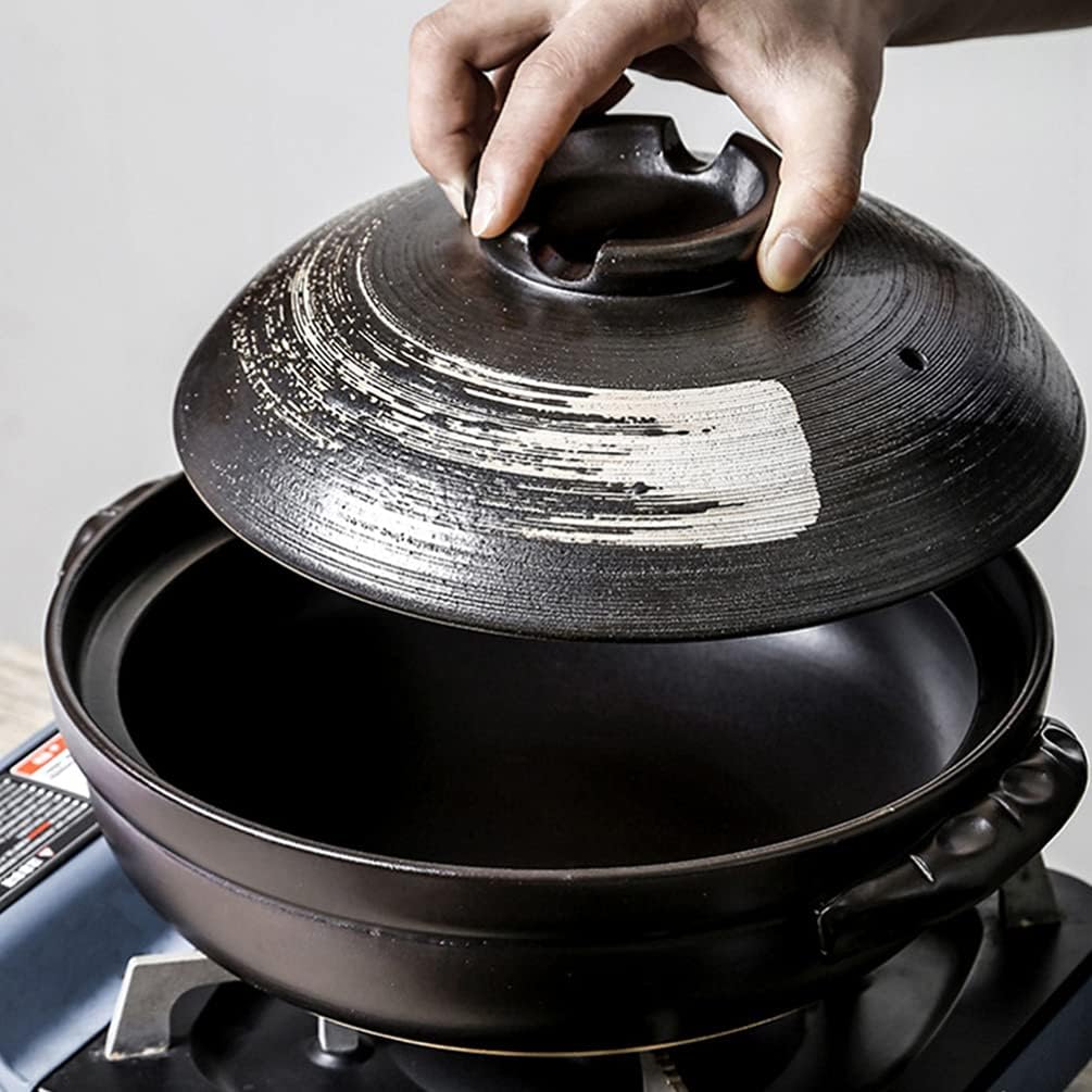 BESTonZON Premium Ceramic Bowl mit Deckel Korean Cooking Korean Stone Bowl (Dolsot) Stockpot Clay Co