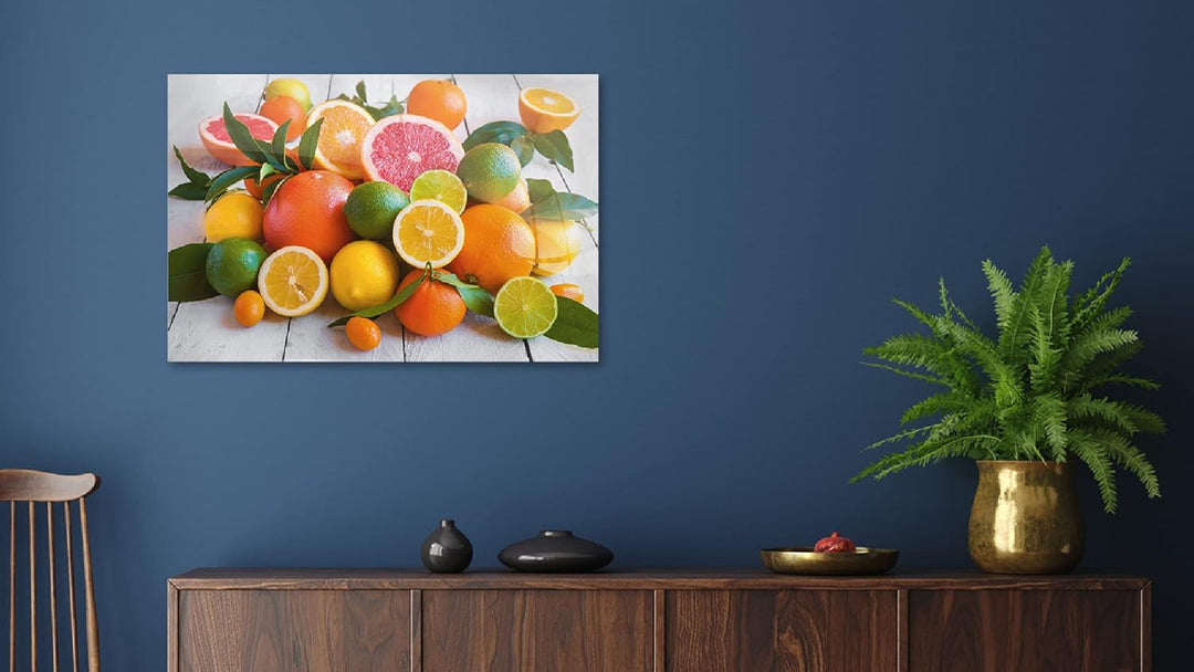 ALLboards Glas Magnettafel CITRUSFRÜCHTE ORANGEN LIMETTE ZITRONEN 90x60cm Glasbild Memoboard aus Gla