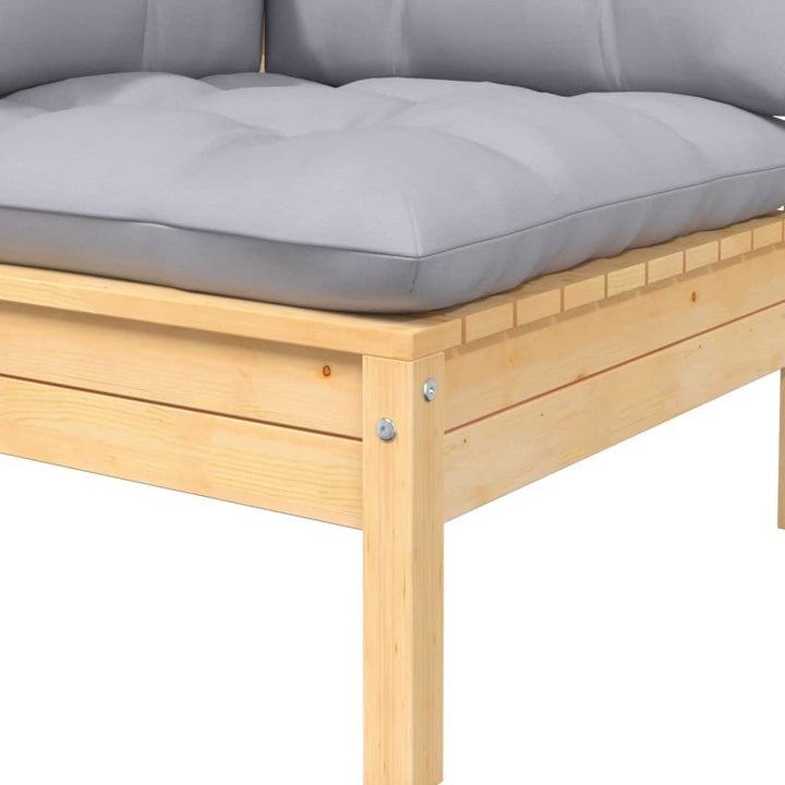 vidaXL Garten Ecksofa, Modular Gartenmöbel mit Grauen Kissen, Sofa Lounge Sessel für Garten Terrasse
