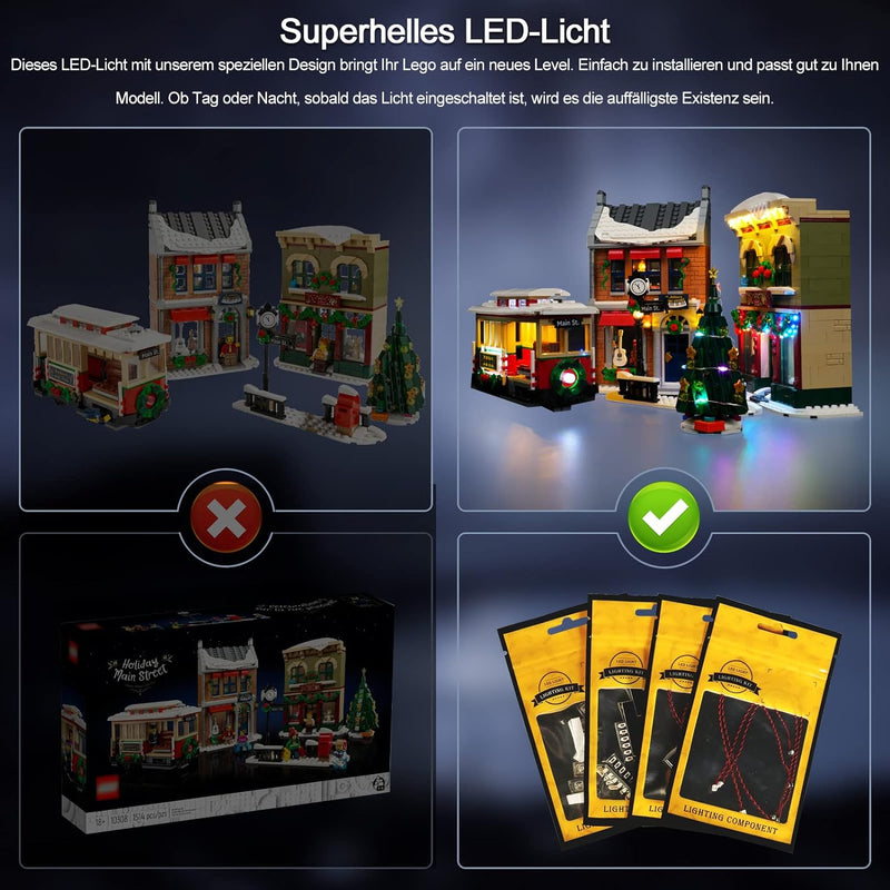 Led Licht Set für Lego Holiday Main Steet, Fernbedienung Dekorationsbeleuchtungsset für Lego 10308 F