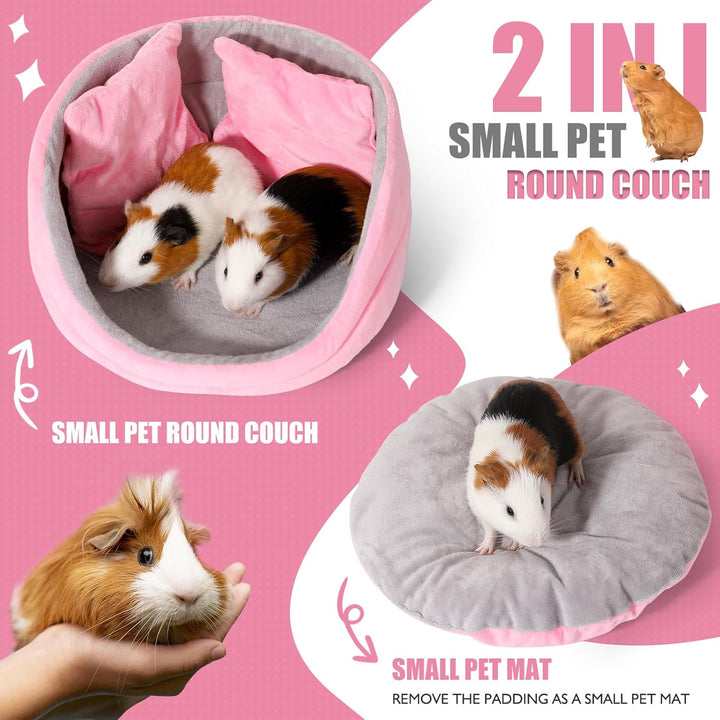 Meerschweinchen Bett, Meerschweinchen Sofa, abnehmbares Kissen, Runde Kuschelhöhle, Rosa und Ggrau,
