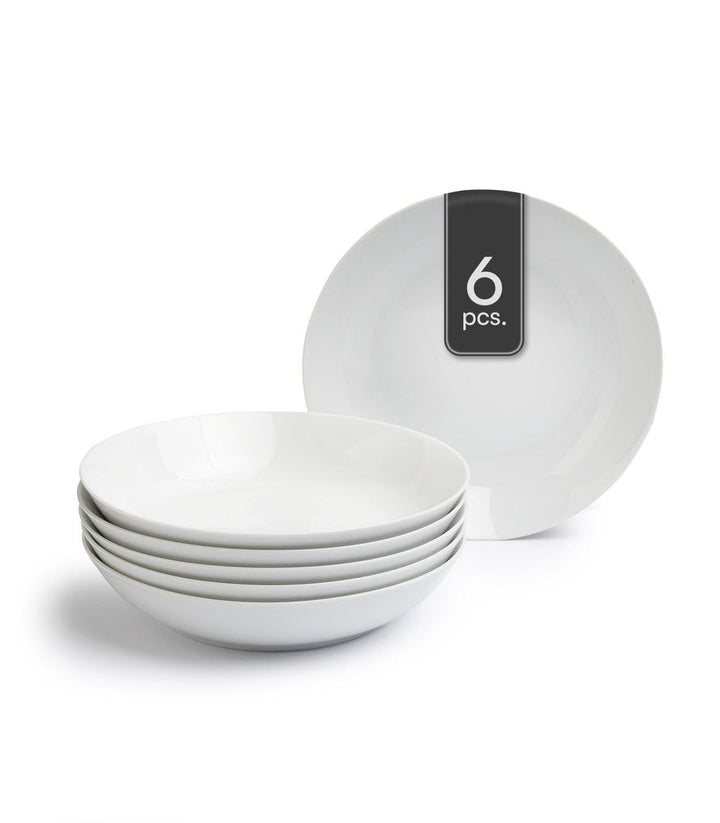 Suppenteller 6er Set Tiefteller Salatteller - Porzellan - Weiss - Ø 20 cm