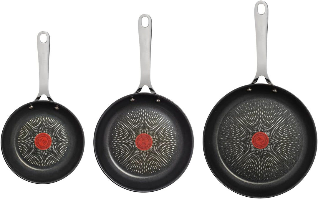 Jamie Oliver by Tefal Cook's Direct On Pfannenset 20/24/28 cm, Thermo-Signal bei idealer Brattempera