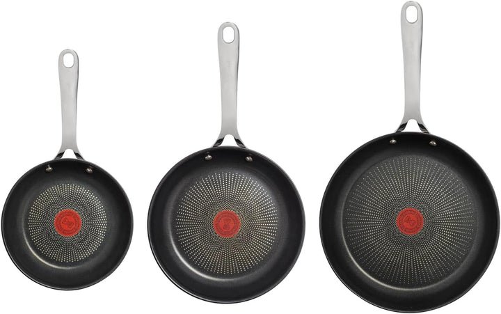 Jamie Oliver by Tefal Cook's Direct On Pfannenset 20/24/28 cm, Thermo-Signal bei idealer Brattempera