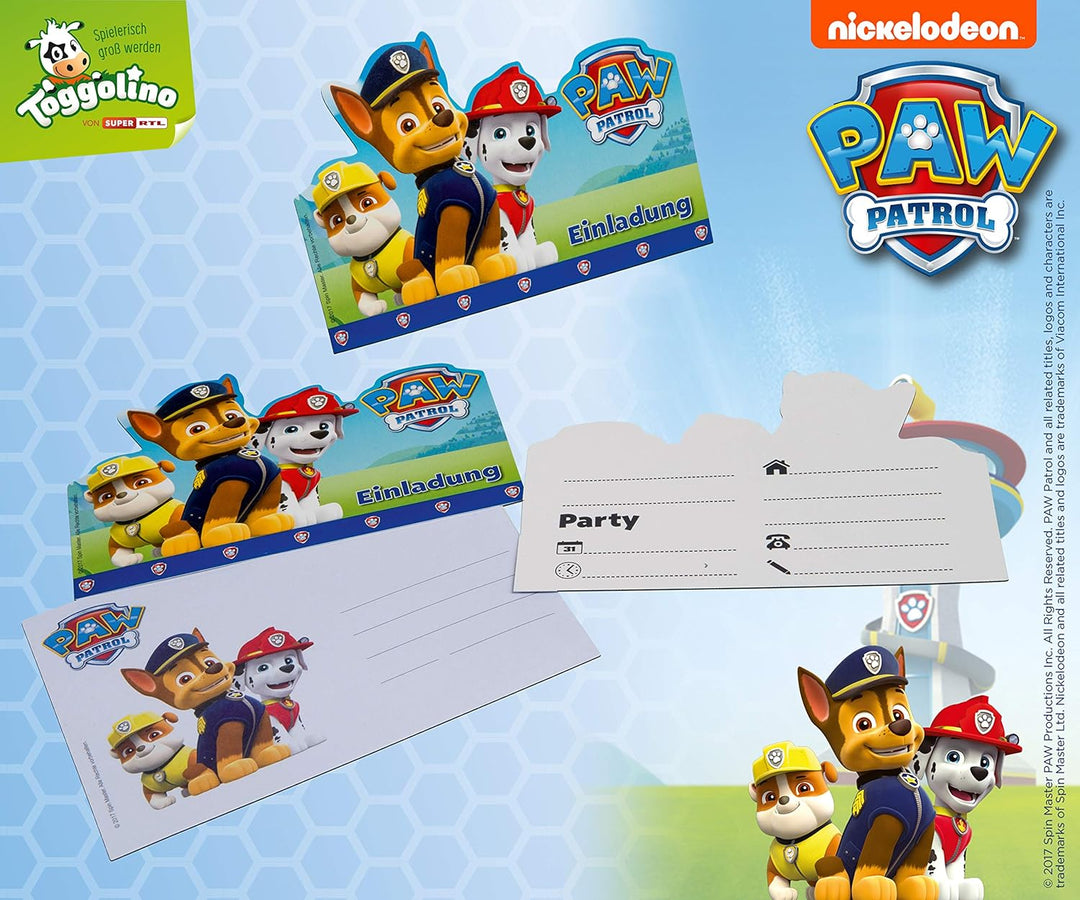 TIB Heyne 19710 - Partykoffer Paw Patrol, 51 Teile, Partygeschirr und Dekoration, Kindergeburtstag P