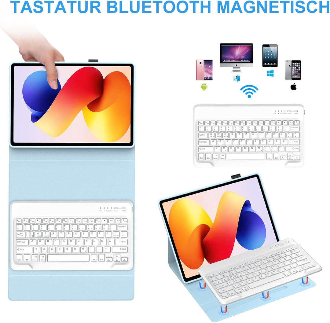 WINCHKING Hülle Mit Tastatur Für Xiaomi Redmi Pad 2 Pro 12.1 Zoll/Redmi Pad Pro 12.1” 2024, Magnetis