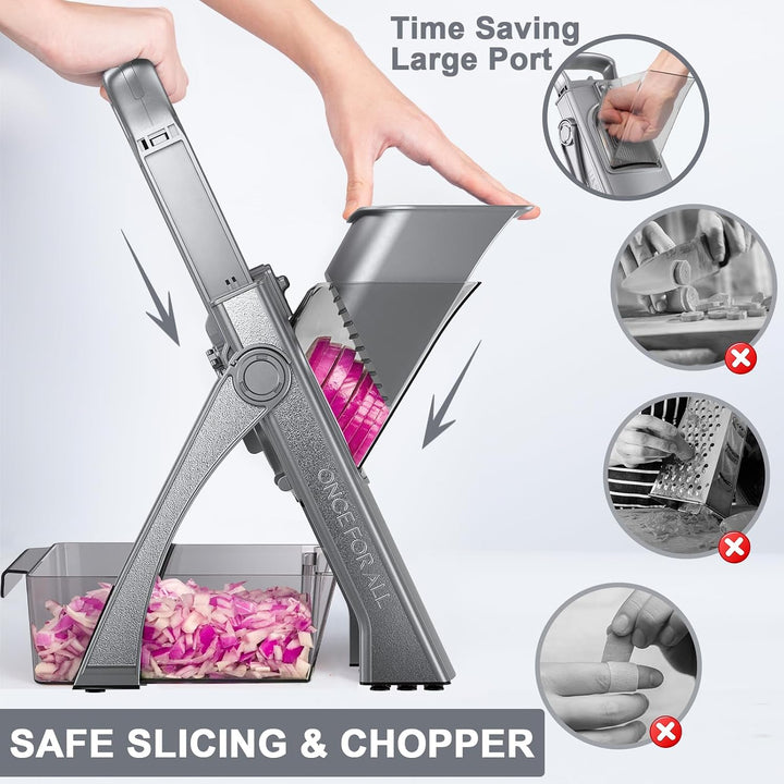 SupMakin Gemüseschneider, Once for All Verstellbar Gemüsehobel Genius Mandoline Vegetable Slicer Kar