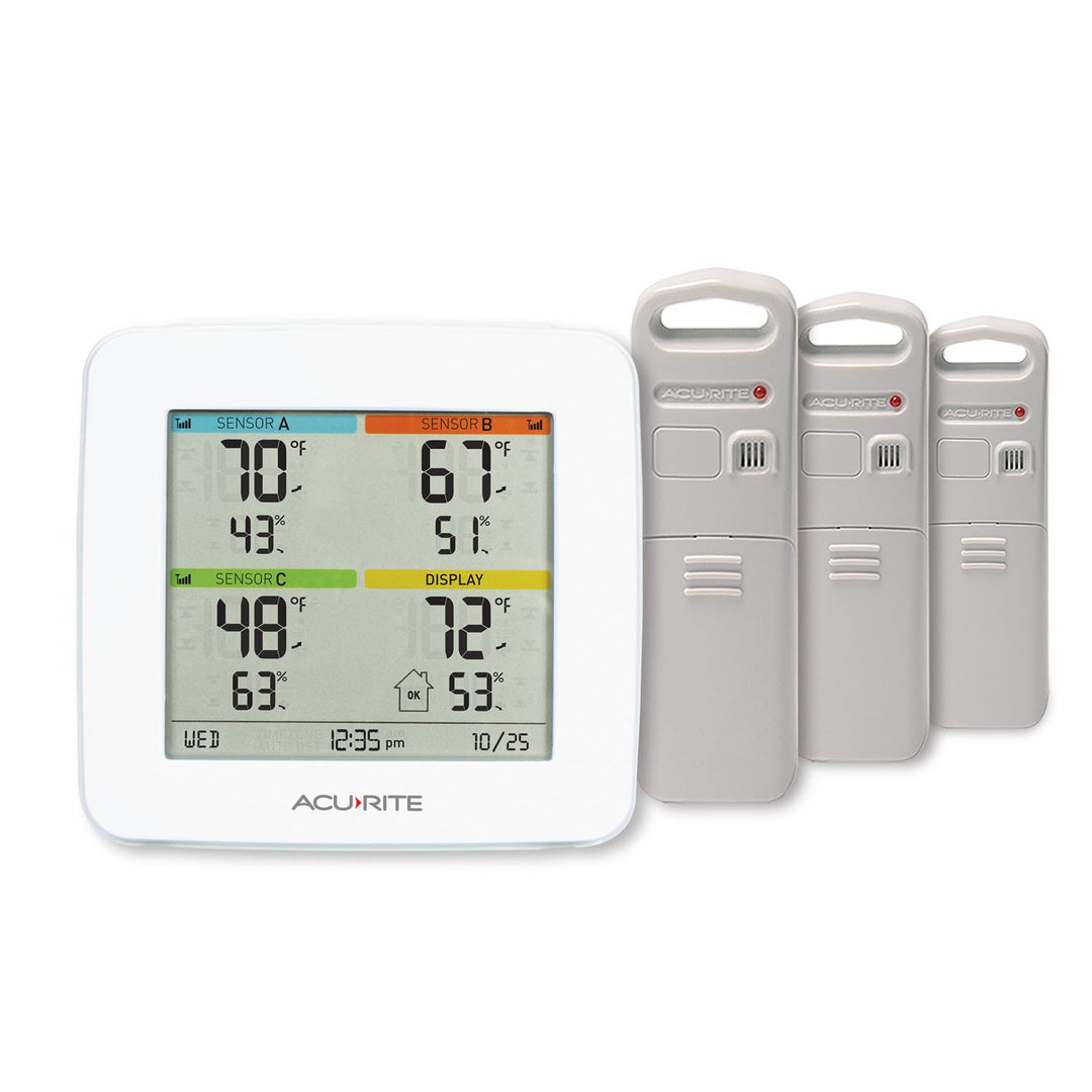 AcuRite 01094M Temperatur- und Feuchtigkeits-Station mit 3 Sensoren für den Innen- und Aussenbereich