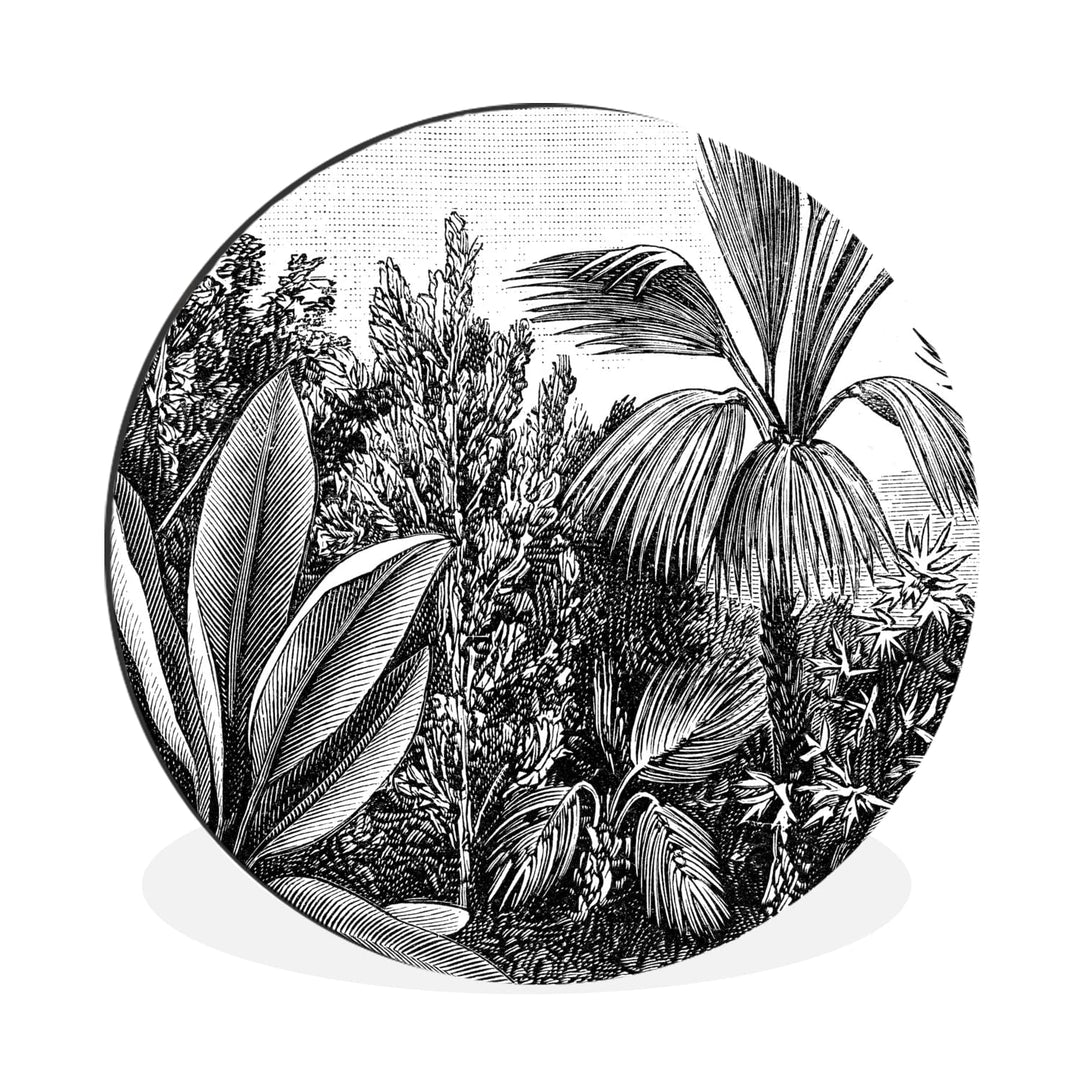 MuchoWow Wandbild Rund Wanddeko Deko Wohnzimmer Bilder 30x30 cm Pflanzen - Natur - Gestaltung - Illu