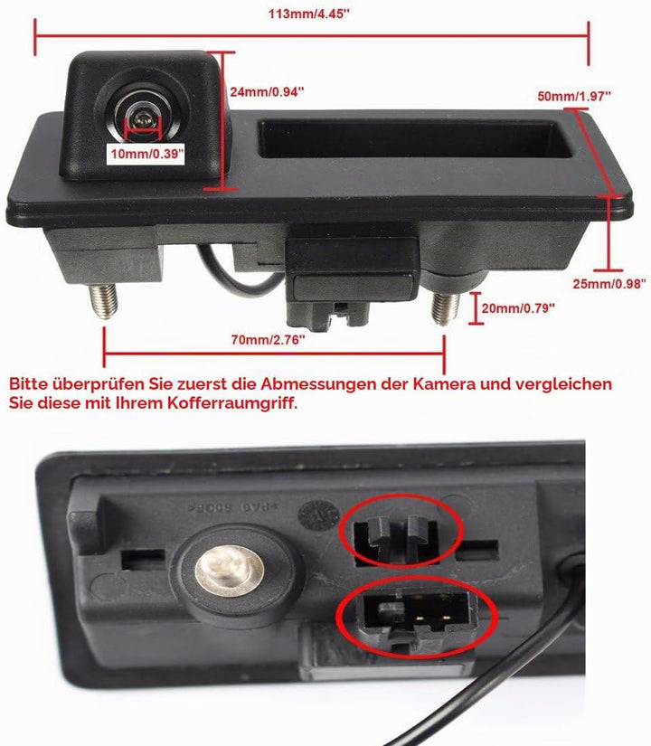 Wasserdicht umkehrbare Fahrzeug-spezifische Griffleiste Kamera integriert in Koffergriff Rückansicht