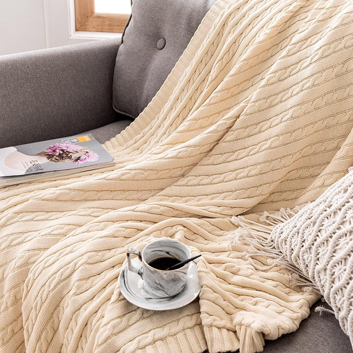 OROOTL Kuscheldecke Strickdecke 100% Baumwolle Weich Sofadecke 130x180cm Schlafdecke für weiches Sof