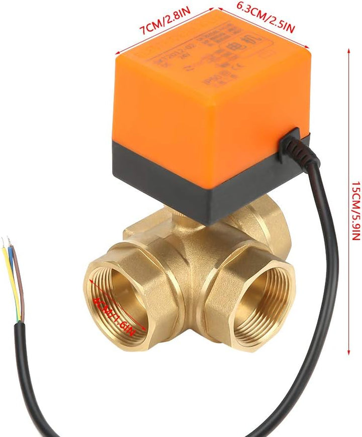 Elektrisches Kugelventil, 3 Wege Wasserventil DN32 DC 24V 1.6MPa 3-Draht 2-Punkt Messingventil Für Z
