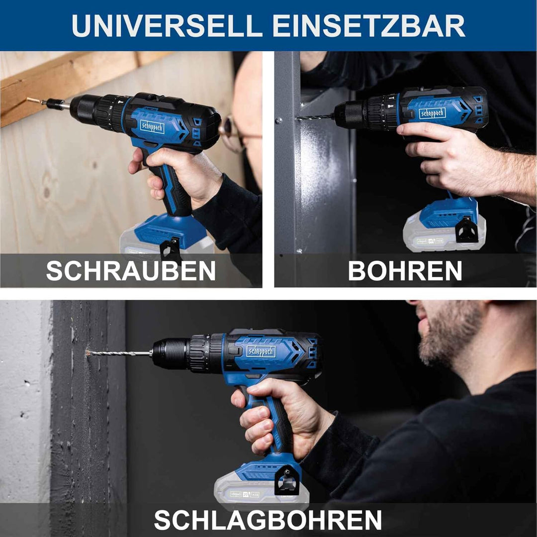 Scheppach Akku-Schlagbohrmaschine C-CD45-X 20V | 3in1 Funktion | Drehmoment 45Nm | Drehmomentstufen