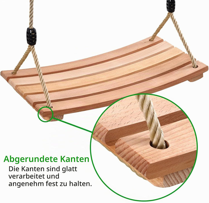 Holz Schaukelsitz, Garten Schaukel für Erwachsene Kinder Holz Schaukelsitz mit Einstellbares Seil bi