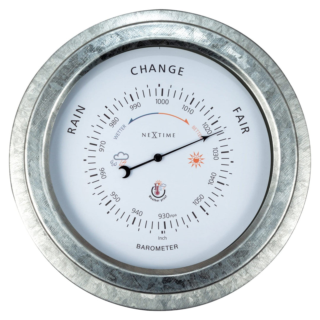 NeXtime Barometer aussen - Ø22CM - Metall - Verzinkt „Orchidee“