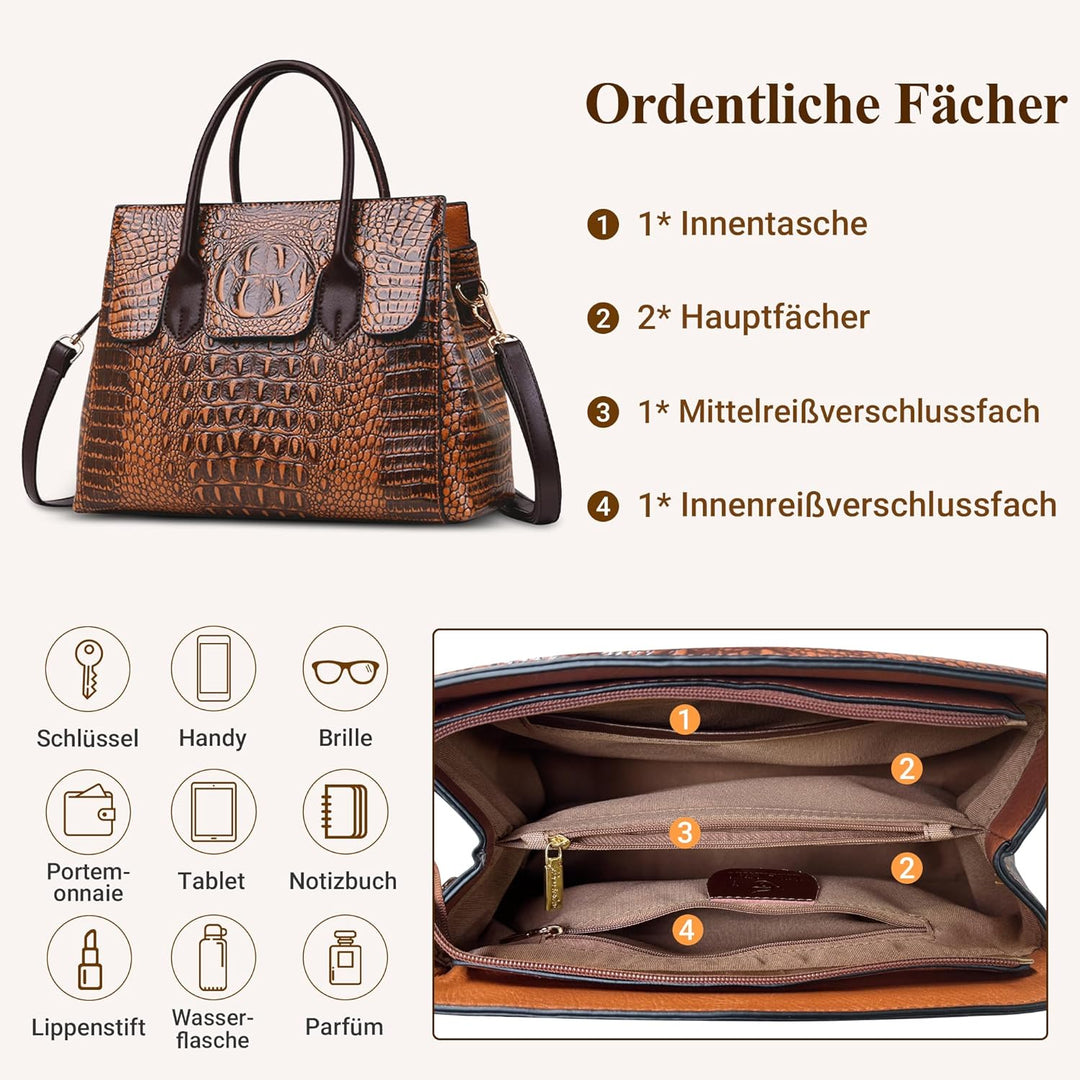 DIRRONA Elegant Damen Umhängetasche Retro Handtasche Casual Reise Schultertasche Gross Kapazität Umh