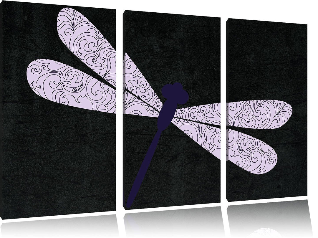 Pixxprint Hübsche Libelle als Leinwandbild/Grösse: 3 Teilig (120x80 cm) cm/Wandbild/Kunstdruck/ferti