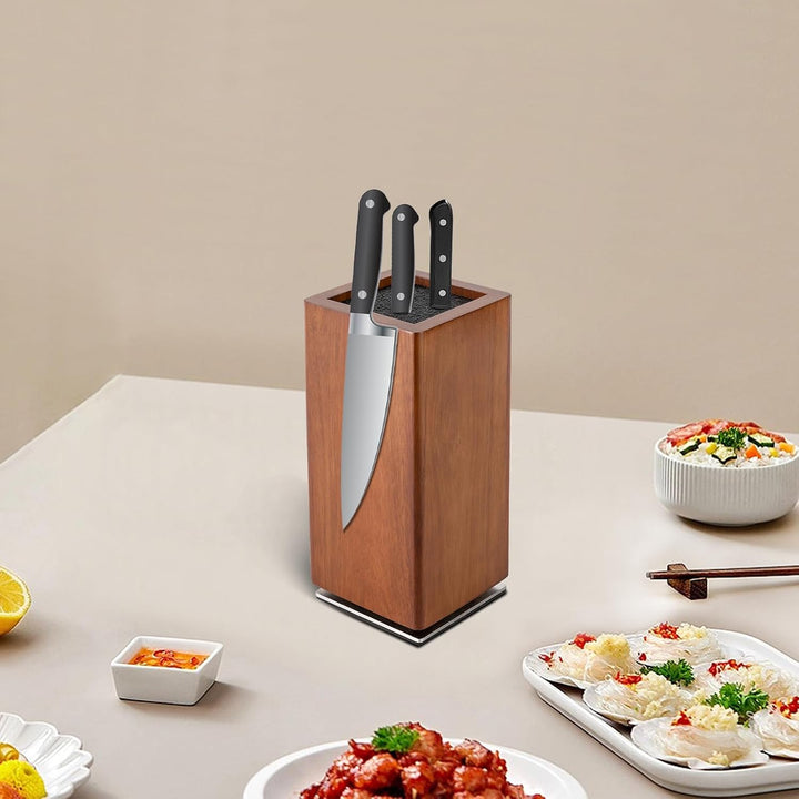 Magnetmesserblock 360° drehbar für Küche Messeraufbewahrung Braun | 360° drehbar, 1600 Gs Magnet, Ak