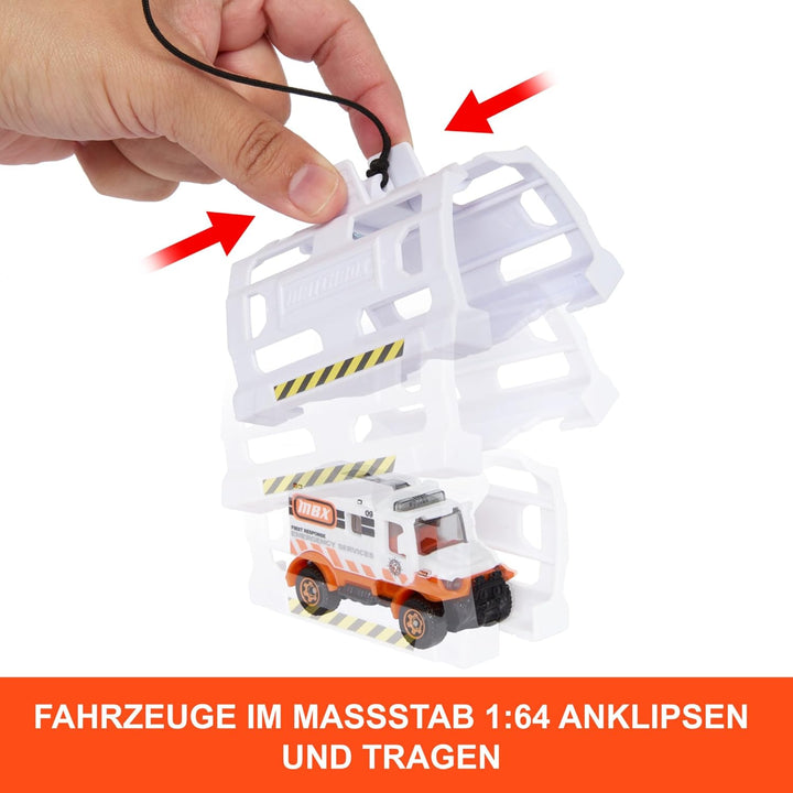 Matchbox Spielzeugauto und Spielset, 40 cm grosser Hubschrauber, der Sich in Rettungsstation verwand