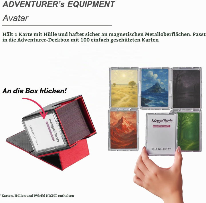 Mage Tech Adventurer [Hero] Modulare Deckbox - passt für 99 doppelt gesleevte Karten - Avatar-Halter