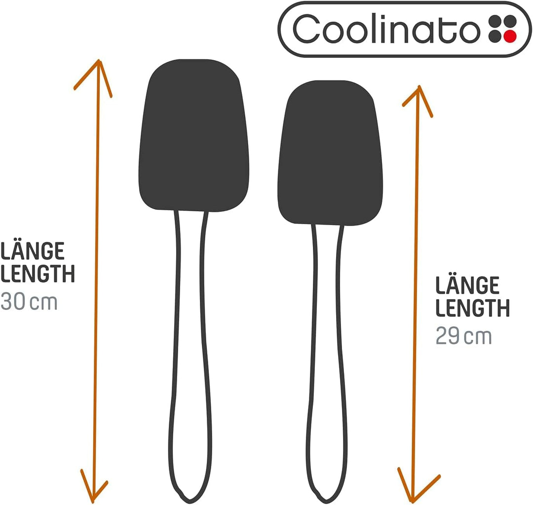 COOLINATO Silikon Edelstahl Kochlöffel 2er Set 25,5cm 29cm, Kochlöffel zum Kochen und Backen, lebens