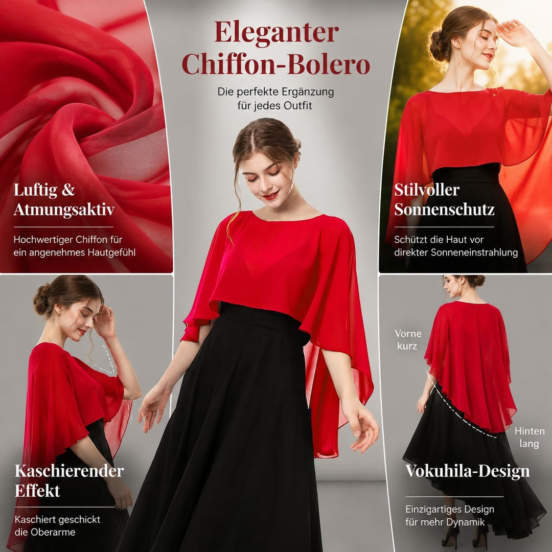 Damen Chiffon Stola Schal Braut Hochzeit Capes Leichter Poncho Elegant Umschlagtuch Chiffonschal Bol