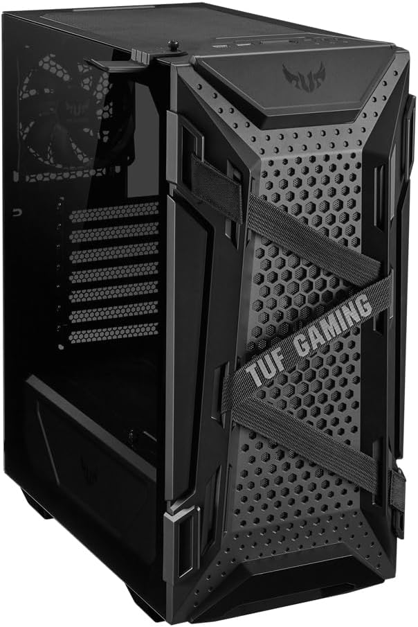 ASUS TUF Gaming GT301 kompaktes PC Gehäuse (Mid-Tower, Seitenwand aus Glas, 120mm Aura-RGB-Lüfter, A