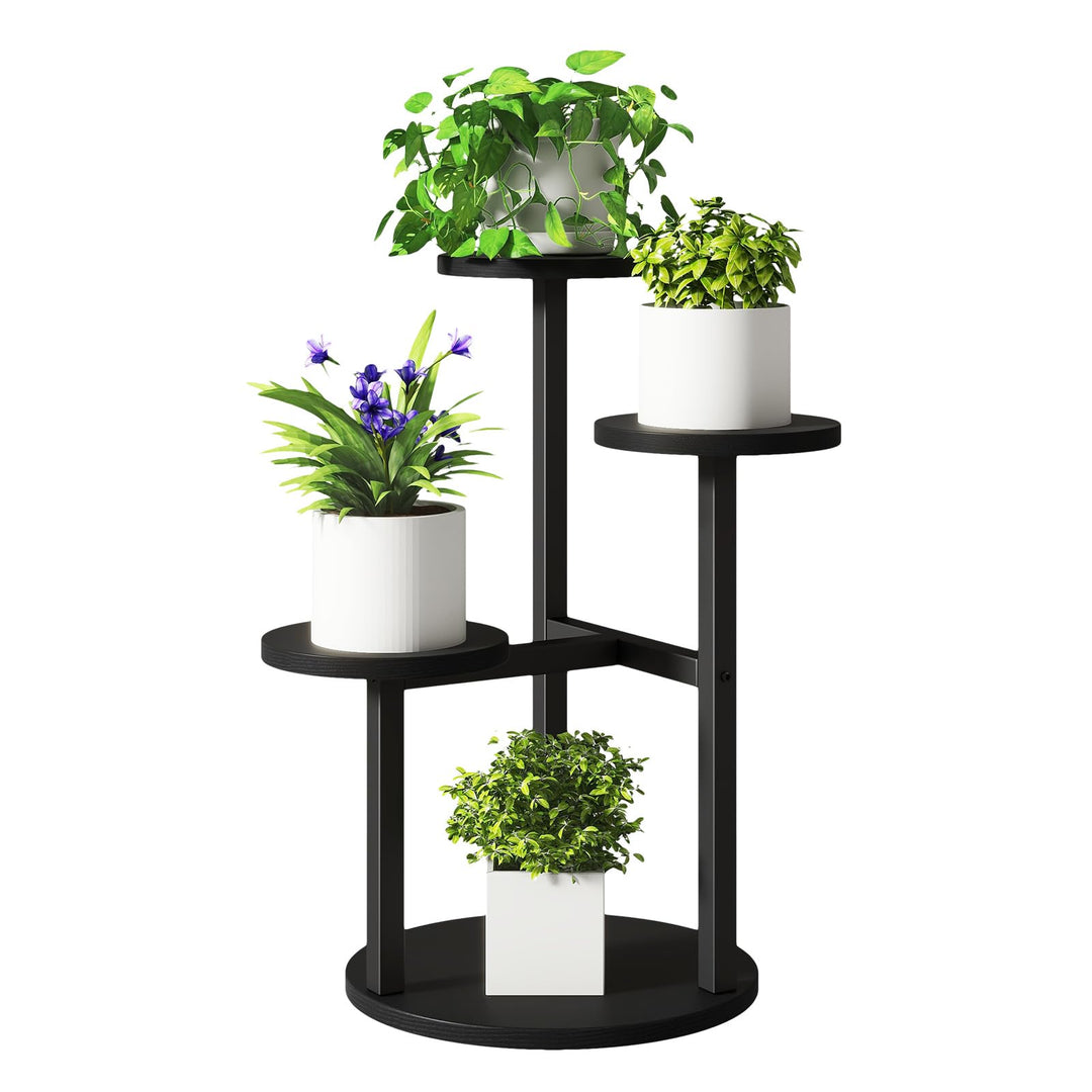 IBUYKE 4 Etagen Holz Pflanzenständer Blumenständer, 52.5cm Hoch Blumenregal Pflanzenregal für Mehrer