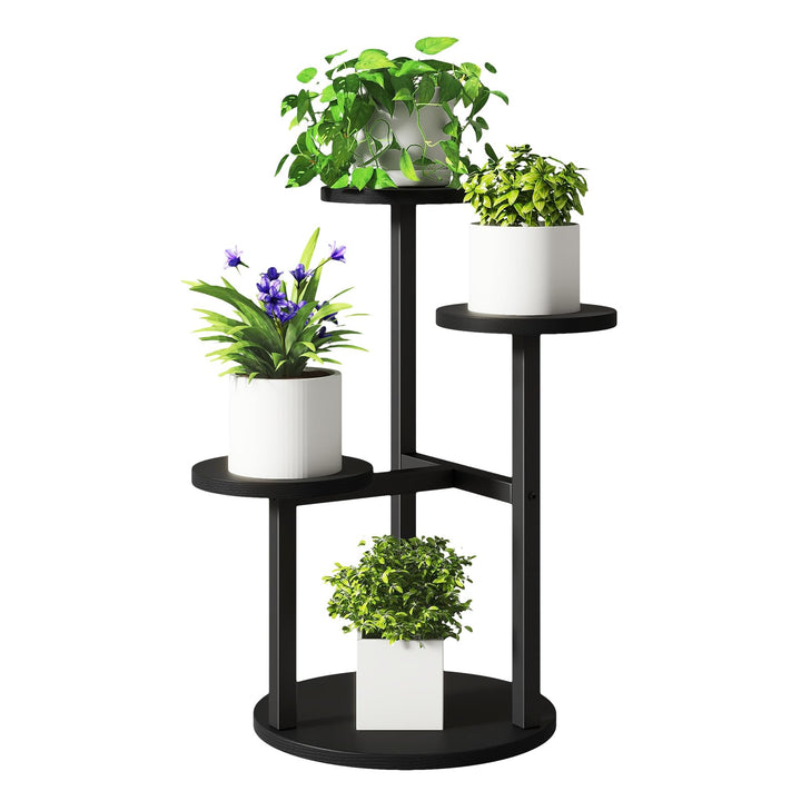 IBUYKE 4 Etagen Holz Pflanzenständer Blumenständer, 52.5cm Hoch Blumenregal Pflanzenregal für Mehrer