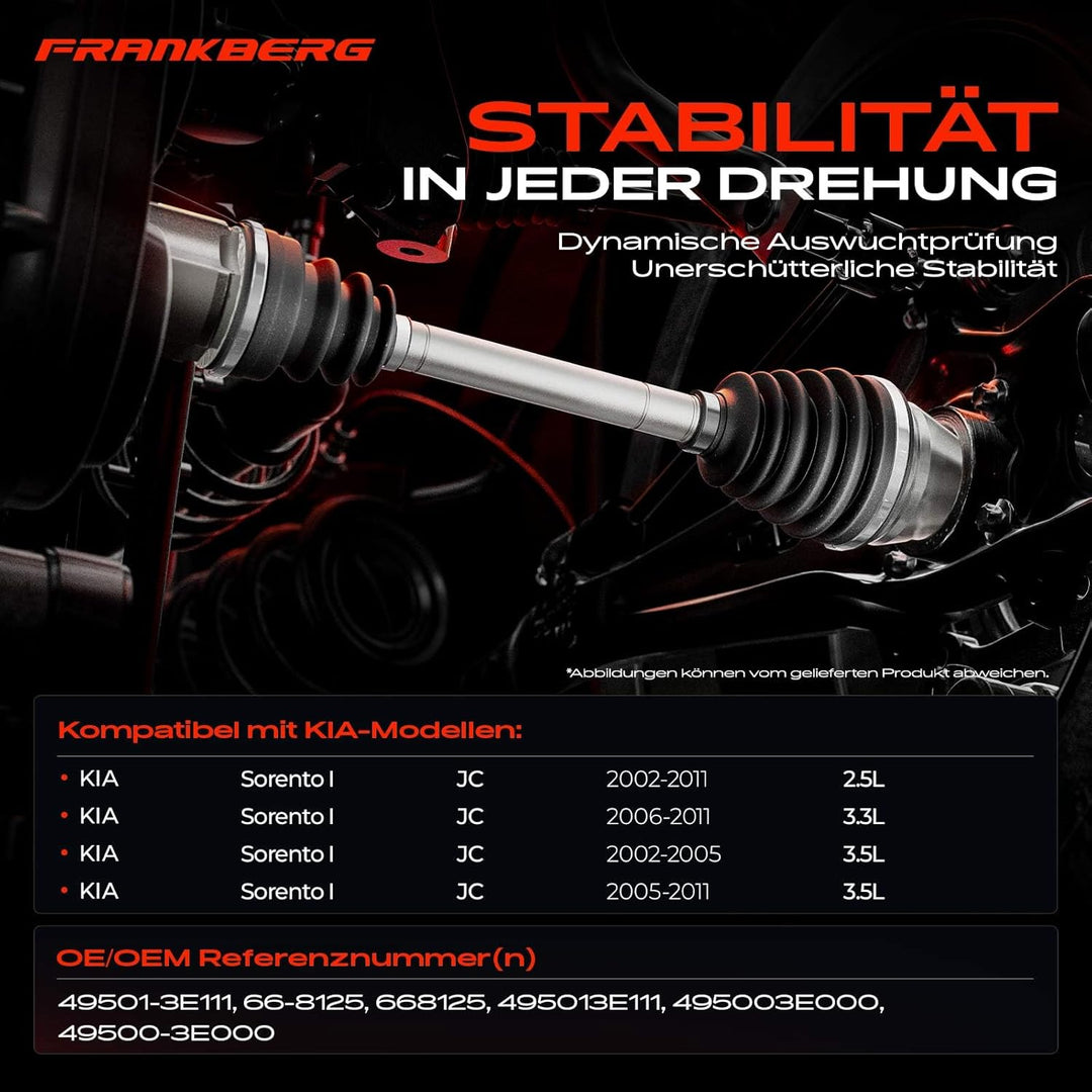 Frankberg 1x Gelenksatz Antriebswelle Vorderachse Links Kompatibel mit Sorento I JC 2.5L-3.5L 2002-2