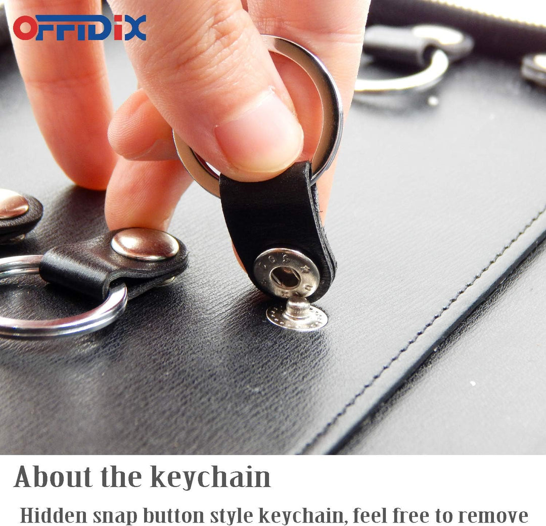 OFFIDIX Schlüsseletui aus Leder mit Reissverschluss, gross, tragbar, 40 Schlüsselhaken, Schlüssel-Or