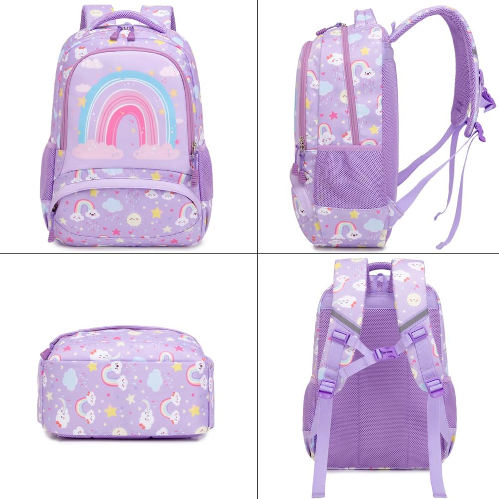 Kimwadalh Kinderrucksack Mädchen Rucksack Leichtgewicht Schulrucksack Regenbogen Schulranzen für Mäd