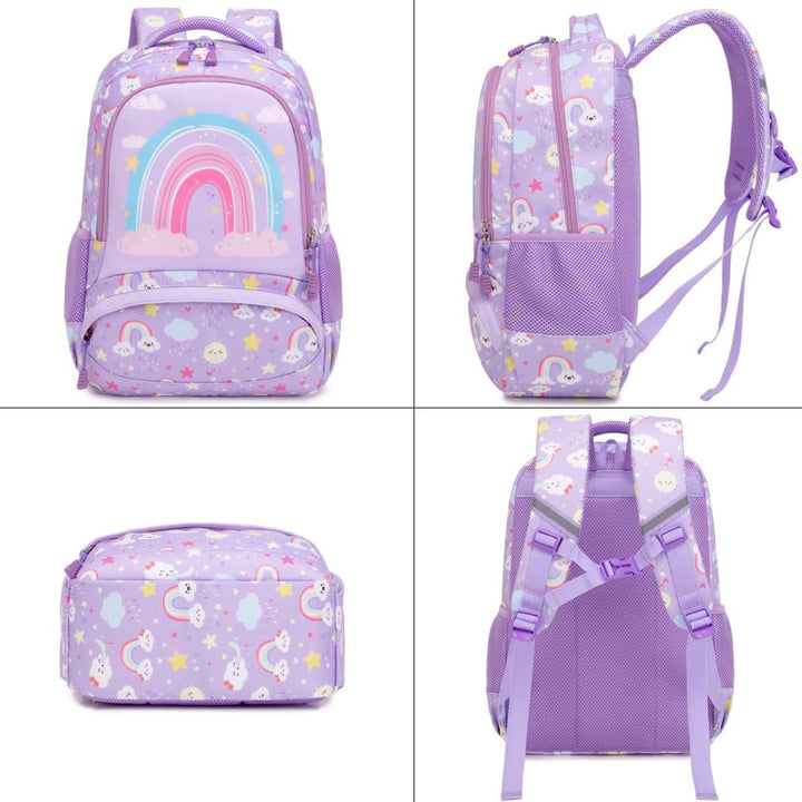 Kimwadalh Kinderrucksack Mädchen Rucksack Leichtgewicht Schulrucksack Regenbogen Schulranzen für Mäd