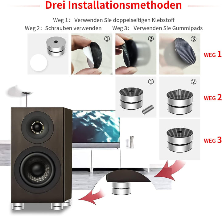Tertullus 4er Set Lautsprecher-Füsse Resonanzdämpfer Aluminium Füsse Audio Dämpfer Shock Absorber Sc