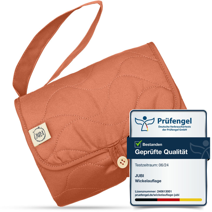 Jubi® Wickelauflage Braun-Rust aus Biobaumwolle undPolyester - Wickelunterlage für unterwegs