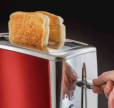 Russell Hobbs Toaster [für 2 Scheiben] Luna Edelstahl Rot (extra breite Toastschlitze, inkl. Brötche