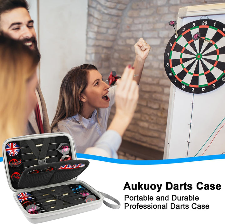 Hartverstärkte Darttasche für 12 Darts und Zubehör, Diamant-PU Schutz, Professionelles Set