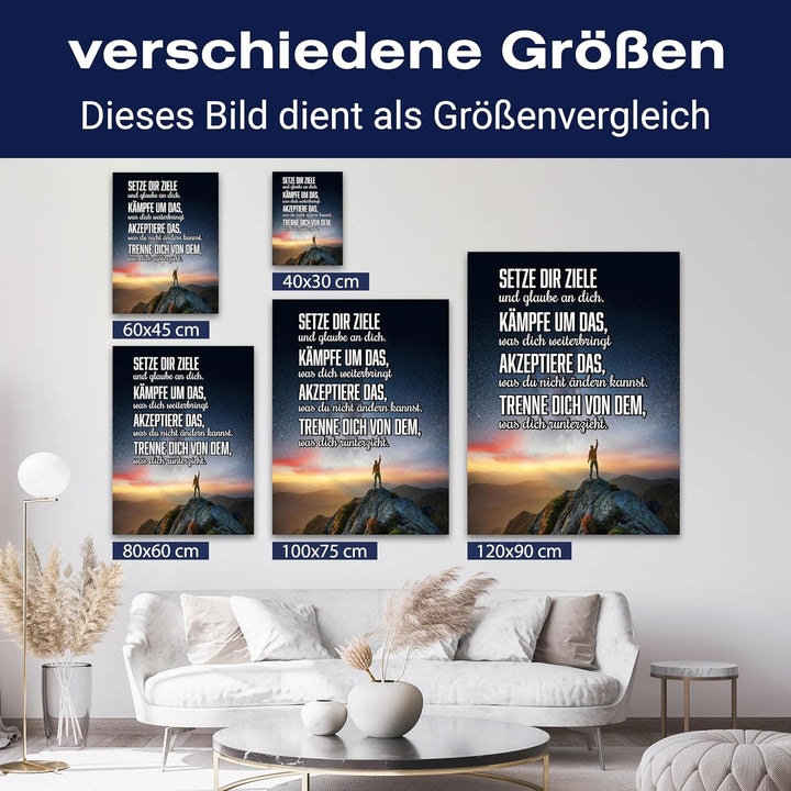 wandmotiv24 Motivations Motiv als Leinwandbild, 40x30cm, Hochformat, Motivation, setze dir Ziele, Be
