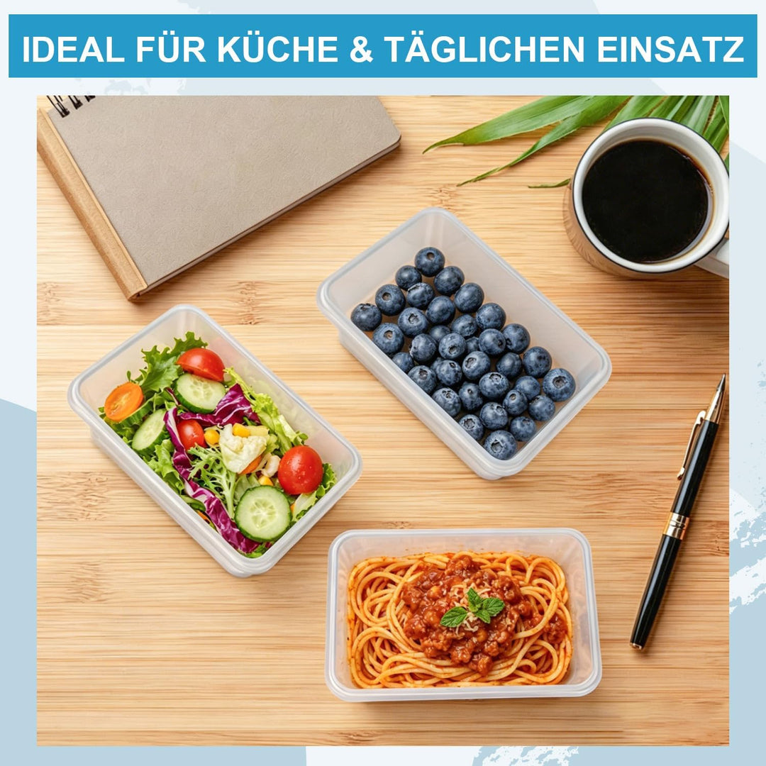 Hotec Frischhaltedosen mit Deckel, 10 x 1 L, Clip & Close Frischhaltedosen-Set, Meal Prep Boxen, 100