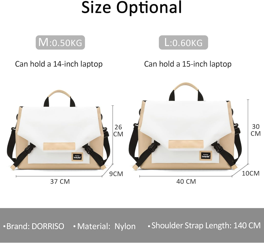 DORRISO Mode Umhängetasche Damen Herren Casual 15.6 Zoll Laptoptasche mit Gepäckgurt Arbeitstasche f