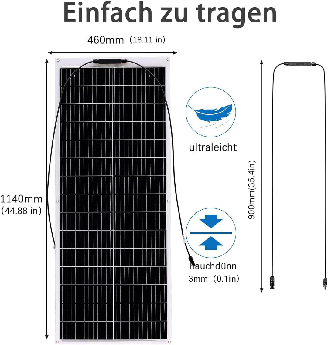 300W Solarpanel Flexibel 12V Monokristallines 3X100W Flexibles Solarmodul für 12V Batterien Photovol