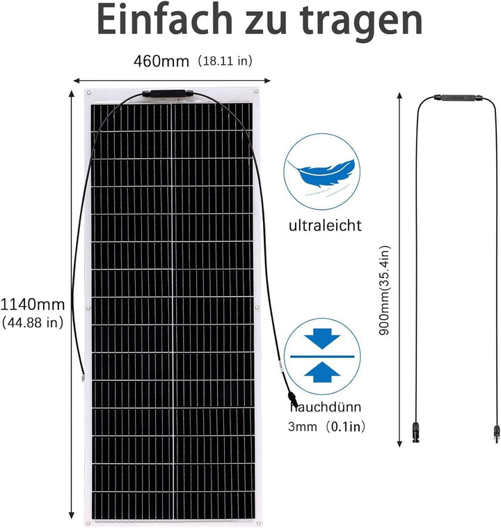 300W Solarpanel Flexibel 12V Monokristallines 3X100W Flexibles Solarmodul für 12V Batterien Photovol