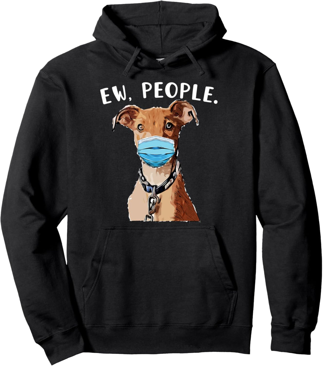 Dog Wearing a Face Mask Graphic Sketch Gift For Women Pullover Hoodie