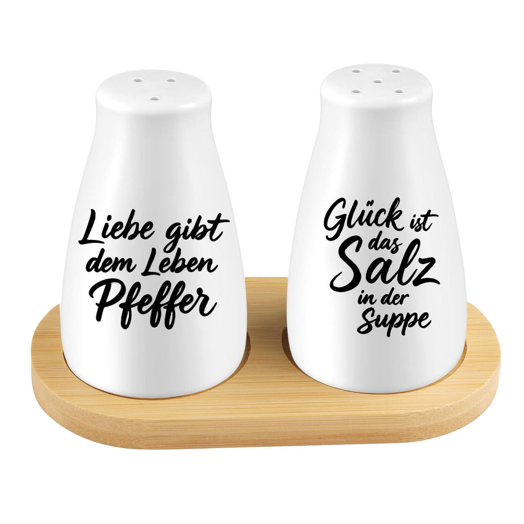 Salz und Pfefferstreuer Hochzeitsgeschenk Set Gewürzstreuer Küchenzubehör aus Keramik mit Aufkleber